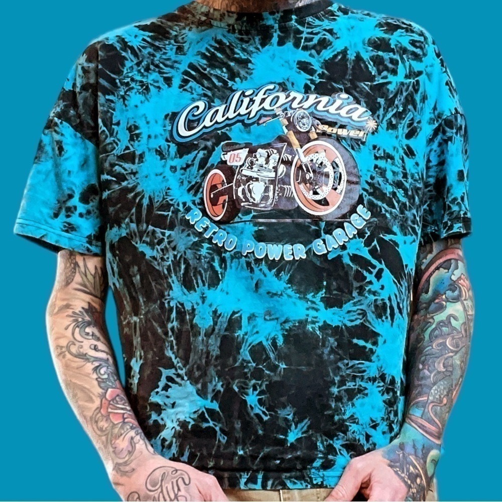 Shein unisex aop biker motorcycle California t shirt